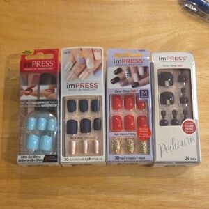 imPRESS One-Step Gel Press-On Manicure - Black, Red, Light Blue
